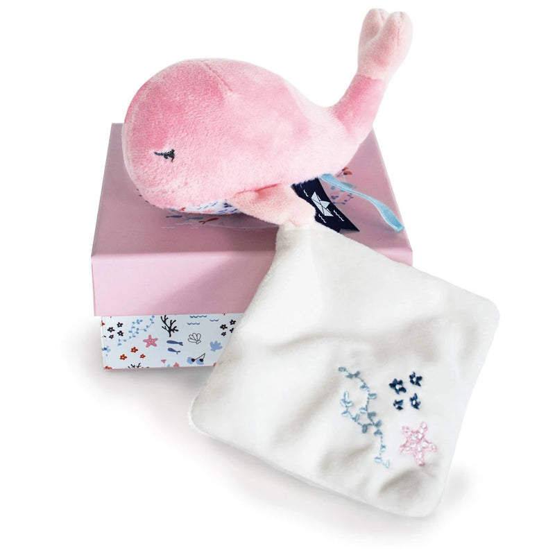 Under the Sea: Whale Plush with Doudou blanket- Pink