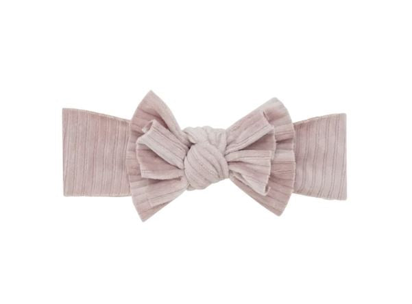 Small Velour Double Floppy Bow Band- Blush Pink