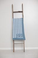 Houndstooth Chunky Knit Blanket- Dusty Blue