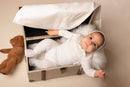 Girls Off White Gold Shimmer & Bow Layette Set