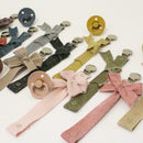 Pink Fuzzy Bow Pacifier Clip