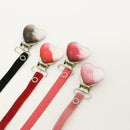 Pink Cozy 3-D Heart Velvet Pacifier Clip