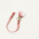 Pink Cozy 3-D Heart Velvet Pacifier Clip