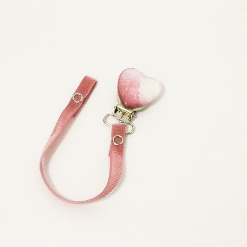 Pink Cozy 3-D Heart Velvet Pacifier Clip