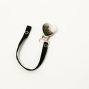 Black Cozy 3-D Heart Velvet Pacifier Clip