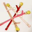 Golden Heart Link Ribbon Pacifier Clip