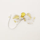 Feather Bow Ribbon Pacifier Clip- White