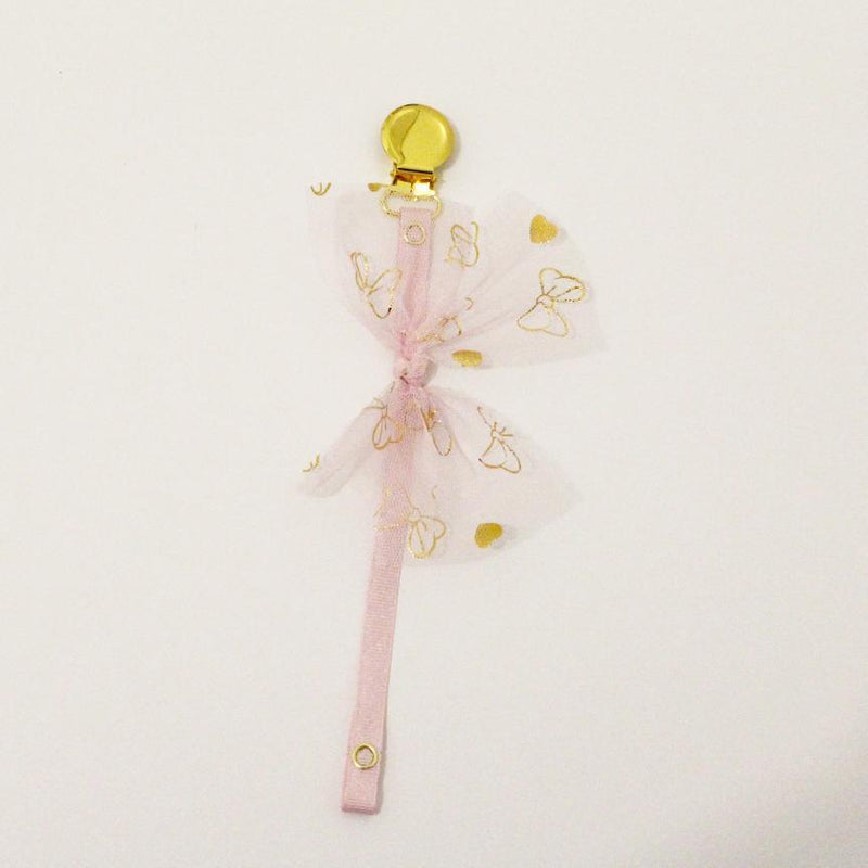 Pink Bow Ribbon Pacifier Clip