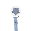 Sparkle Blue Leather Star Pacifier Clip