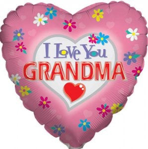 18" I Love You Grandma Heart Balloon