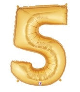 40" Number 5 Gold Balloon