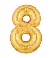 40" Number 8 Gold Balloon