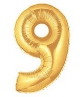 40" Number 9 Gold Balloon