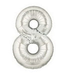 40" Number 8 Silver Balloon