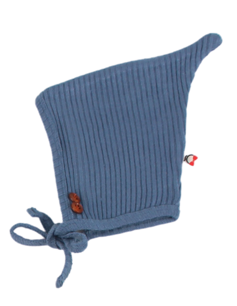 Ocean Blue Knit Button Bonnet