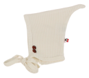 Winter White Knit Button Bonnet