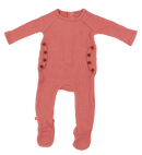 Rose Knit Button Footie