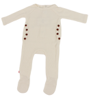 Winter White Knit Button Footie