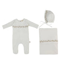 Linen Insert with Vintage Floral Embroidery Set White