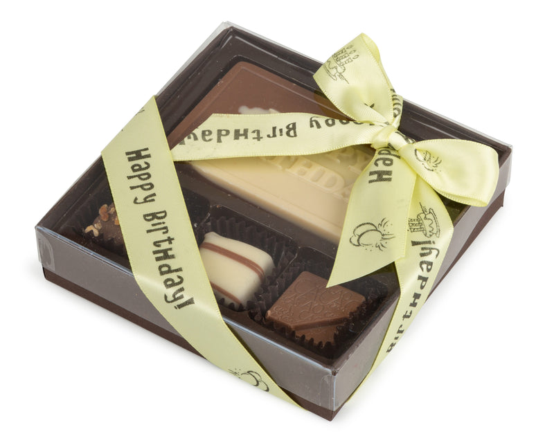 4 Piece Happy Birthday Assorted Chocolate Truffle Message Gift Box