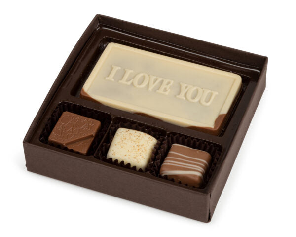 4 Piece I Love You Assorted Chocolate Truffle Message Gift Box