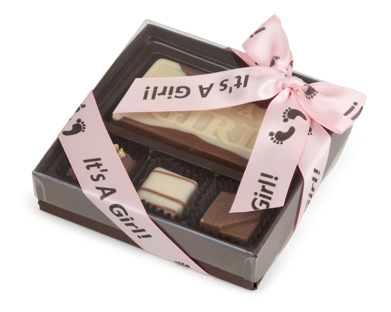 4 Piece It’s A Girl Assorted Chocolate Truffle Message Gift Box