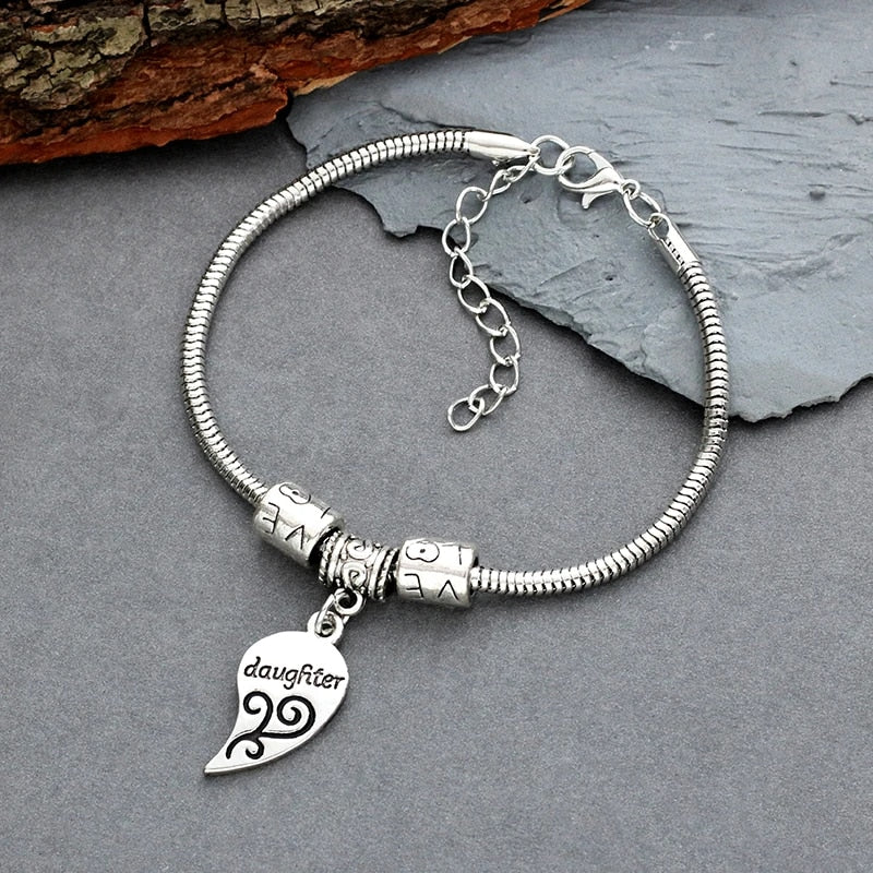 Mother Daughter Charms Bracelet- Puzzle Love Heart