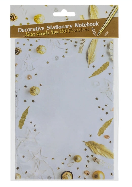 Decorative Stationary Notebook- Gold Feathers Stationary Collection