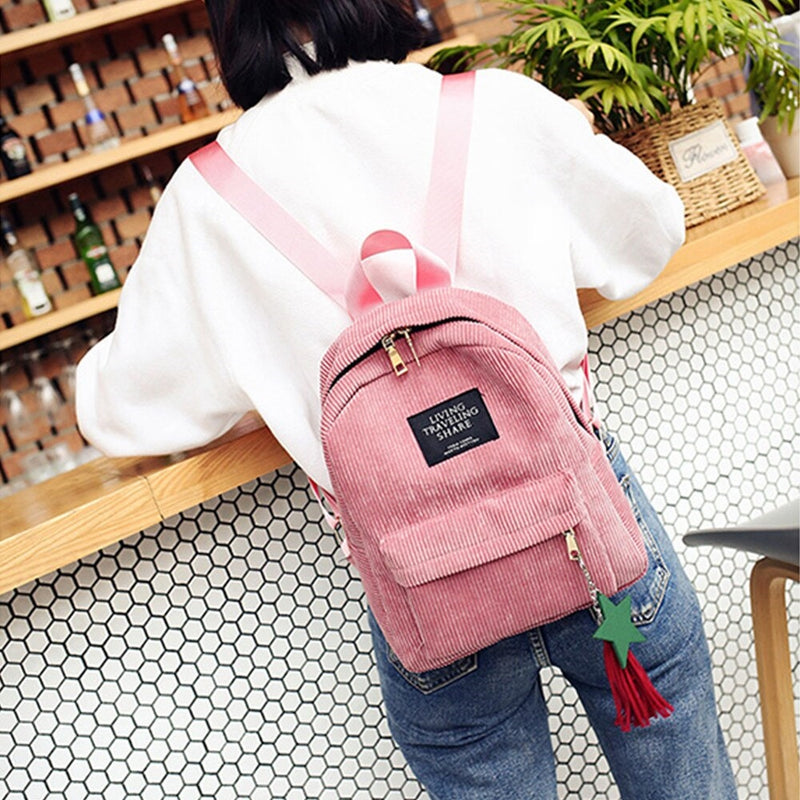 Pink Ribbed Tassel Bag Pack