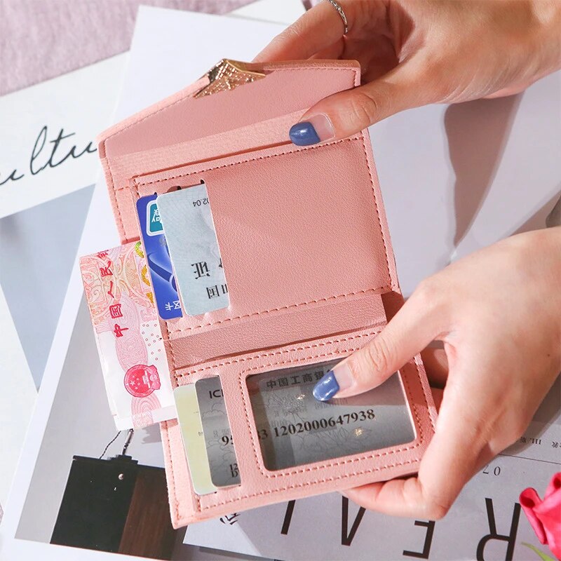 Pink Leather Wallet- Heart