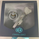 Sparkle Silver Leather Teddy Pacifier Gift Set