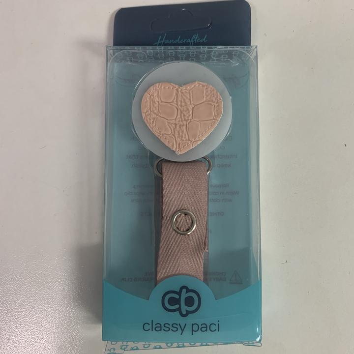 Pink Croc Heart Pacifier Clip