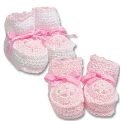 Crocheted Newborn Pink Booties