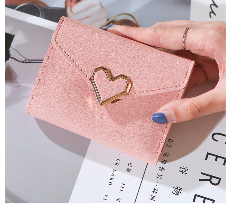 Pink Leather Wallet- Heart