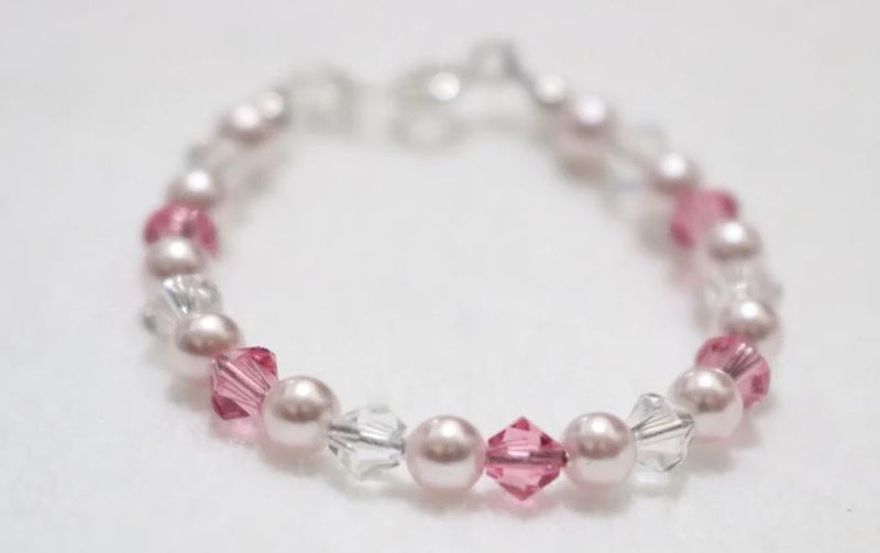 Swarovski crystal & Pearl Bracelet Pink Small