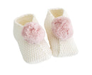 Baby Pom Pom Slippers - Ivory & Pink