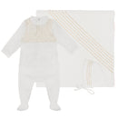 Boys Off White Gold Shimmer Layette Set