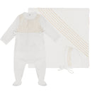 Girls Off White Gold Shimmer & Bow Layette Set