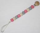 Pink Beaded Teething Pacifier Clip