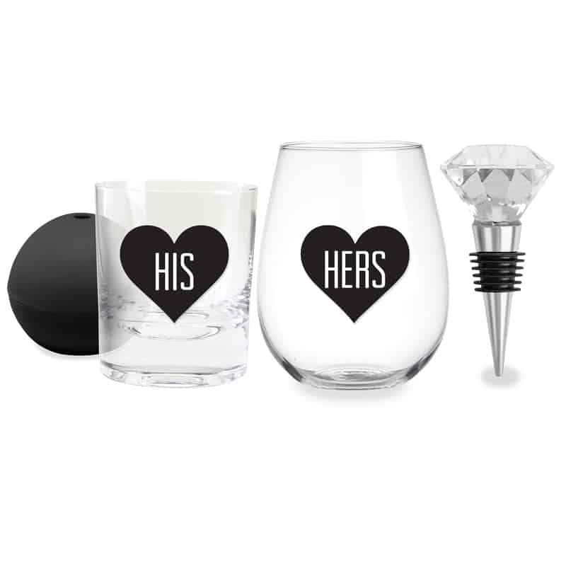 His & Hers Whiskey and Wine Glass Set