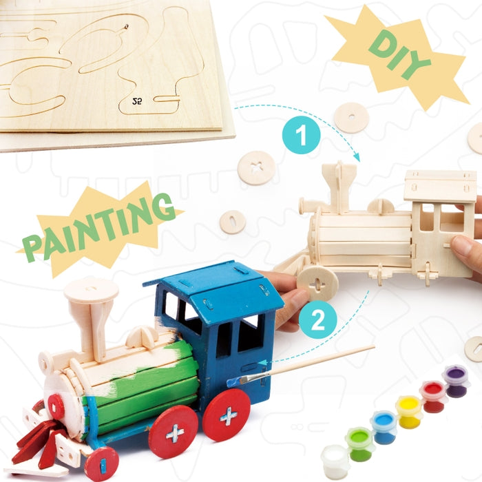 3D Puzzle with Paint Kit: Locomotive