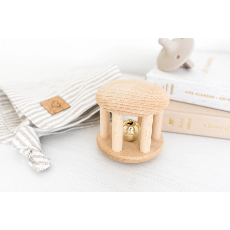 Wooden Bell Cylinder Roller Toy for Babies