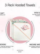 3Pk Hooded Baby Towels & Washcloth Gift Set - Made With Love