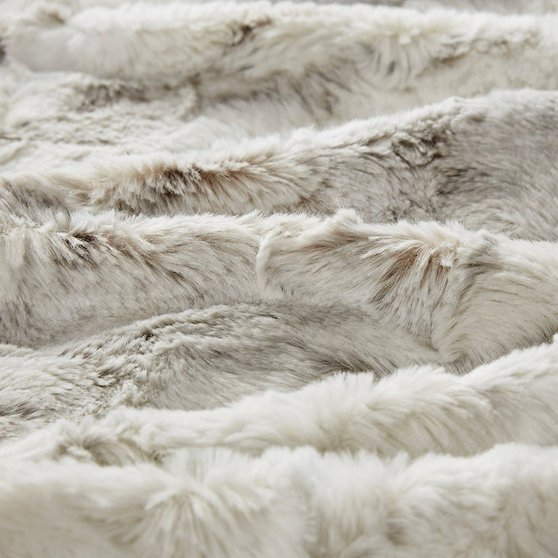 Faux Fur Oversized 60x70" Marble Throw Blanket, Natural
