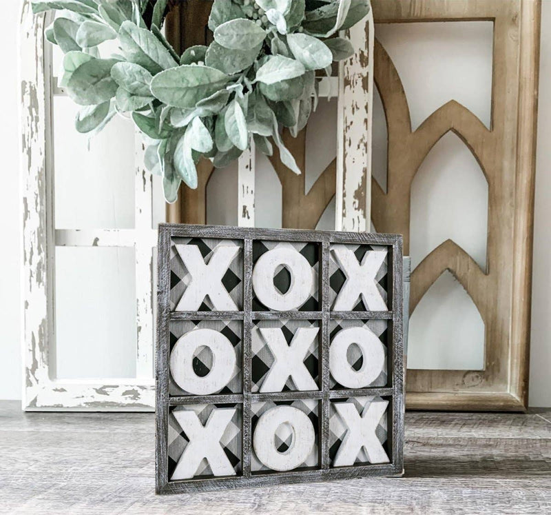 Wooden Tic Tac Toe Game, Tabletop Decor- XOXO - Small