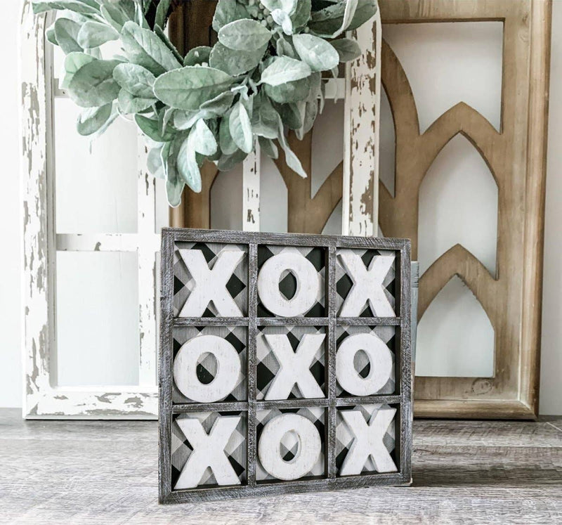 Wooden Tic Tac Toe Game, Tabletop Decor - XOXO - Large