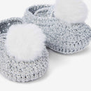 Pom Metallic Hand Crocheted Baby Booties