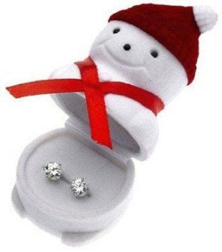 2 Carat Swarovski Crystal Earrings In 14k Gold  Or Sterling With Snowman Gift Box