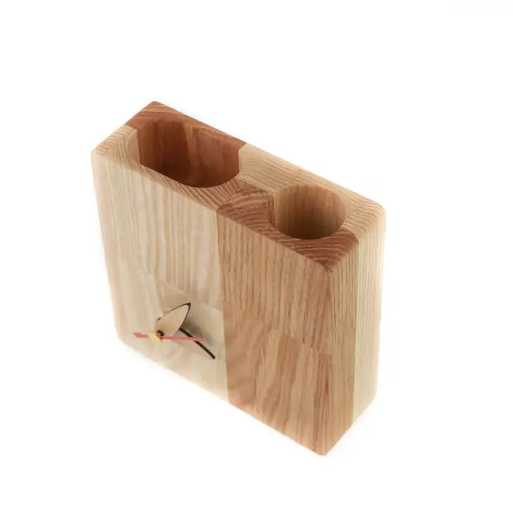 Wooden desk organizer - Wooden desk organizer with clock