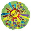 Congratulations Green Star Burst Balloon